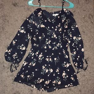 Navy Blue floral pattern romper